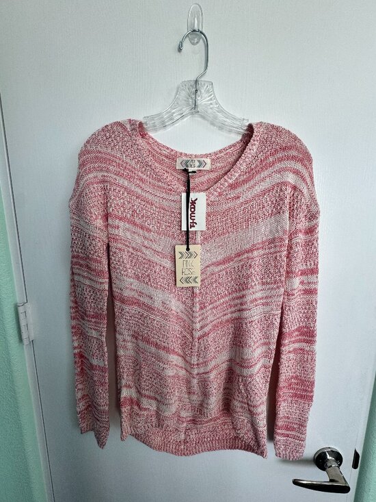 Pink Rose Sweaters - Pink Rose Boho Chevron Knit Sweater Red Cream Women’s Small NWT